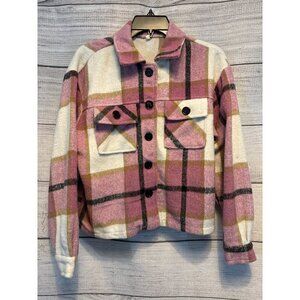 Women's Flannel Pink Plaid Jacket Size M